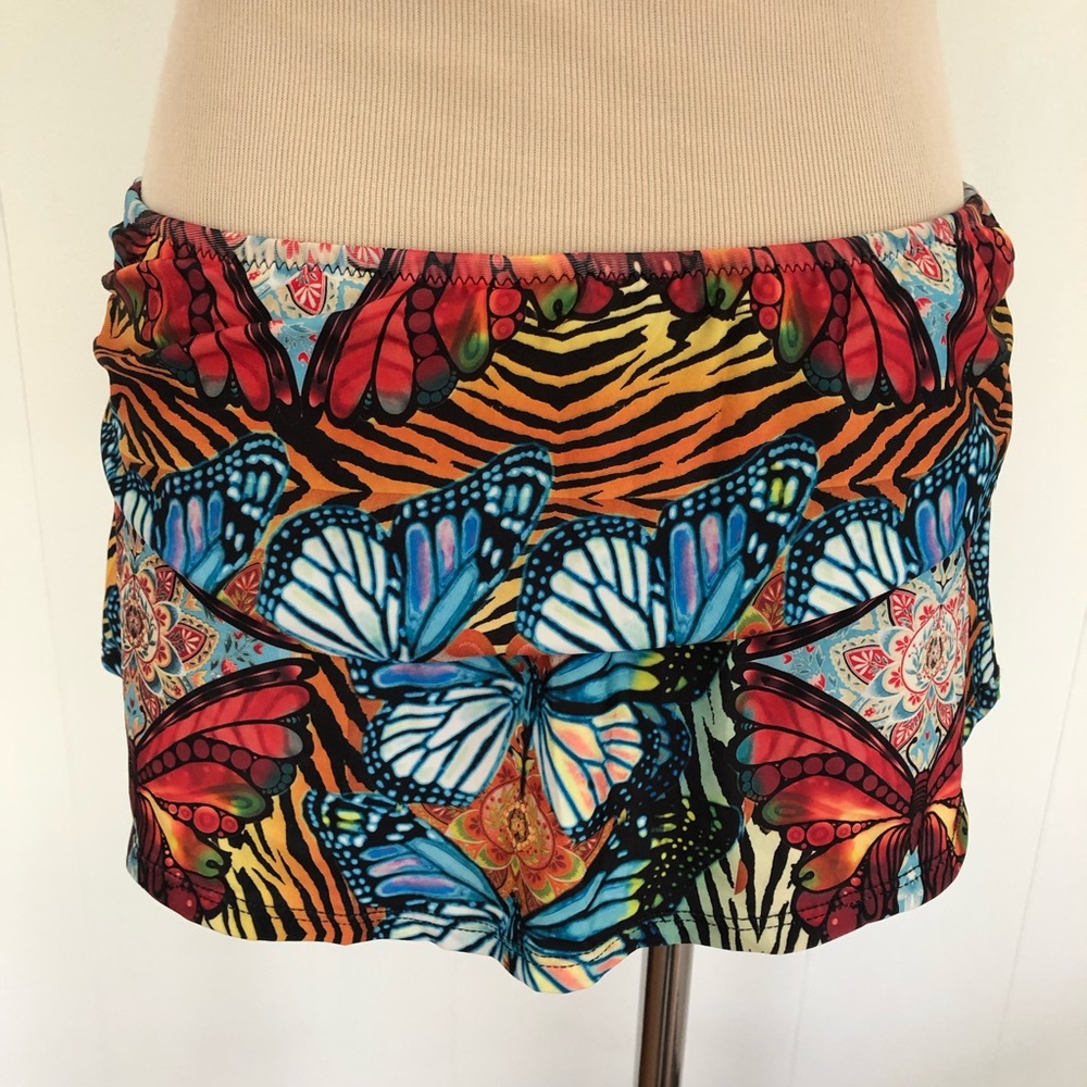 BECCA Rebecca Virtue M Bohemian Boho Butterfly Halter SWIMSUIT Tankini & Skirt - Picture 8 of 12